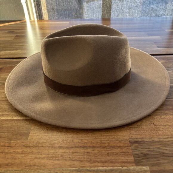 Free People 100% Wool Hat One Size Fedora Boho Festival Western Neutrals Minimal main image 4